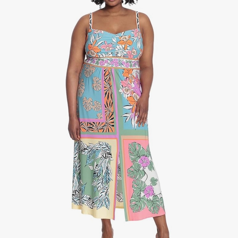 London Times Floral Patchwork Maxi Dress